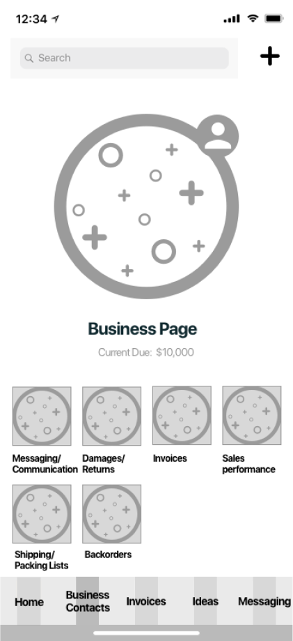 Image of a wireframe of a business contact page