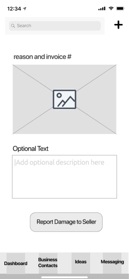 Image of OCTA's Returns and Report Damage Screen as a Wireframe